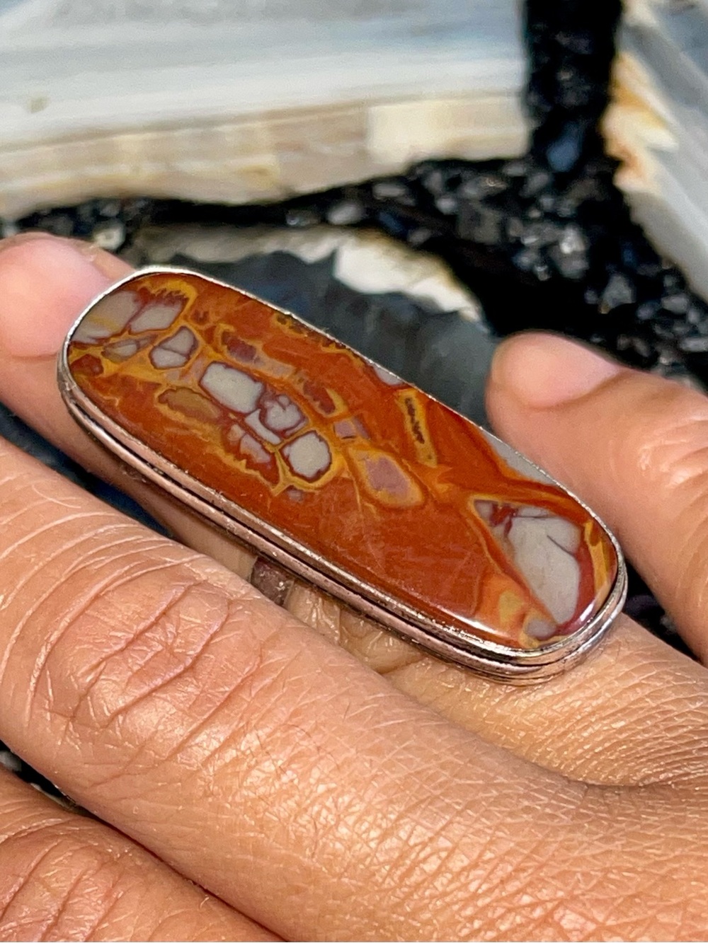 Rusty Red Mudstone Noreena Jasper Ring Size 5 3/4